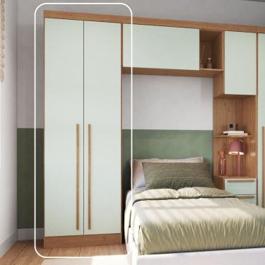 Imagem de Guarda-Roupa Modulado 2 Portas 3 Gavetas com Prateleiras Infinity Cedro/Pistache Line