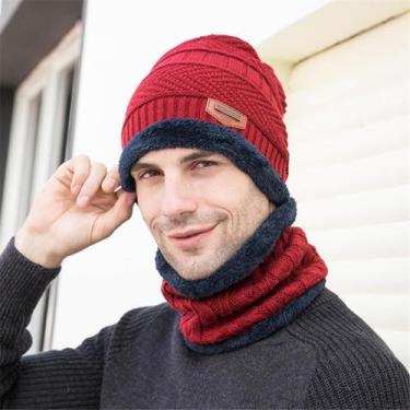 Imagem de Touca Gorro + Cachecol Quentinho Inverno Sku:kt01 - R.S MODAS, Vermelh