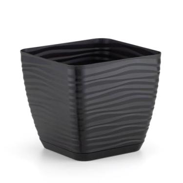 Imagem de VASO QUADRADO DUNAS 8,3 LTS PRETO C/PRATO