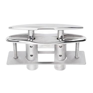 Imagem de 5in 316 Aço Inoxidável Pull Up Deck Cleat Retrátil Fortejão Pesado Montar Chuteiras Com Placa de Apoio e Porcas de Travamento para Barco RV RV Cargo Navio