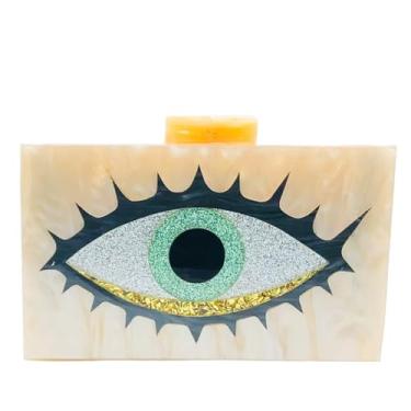 Imagem de Bolsa feminina de acrílico com olho turco, bolsa de noite, bolsa de ombro e alça transversal, Bege