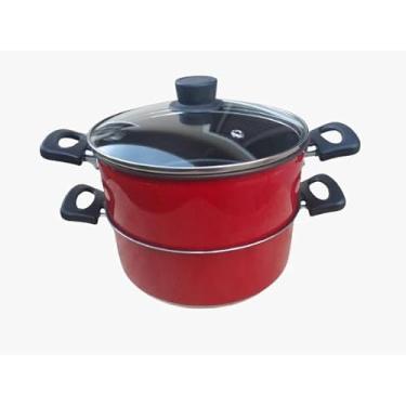 Imagem de Conjunto Panela Cozimento A Vapor Antiaderente Tampa Vidro(Vermelho)