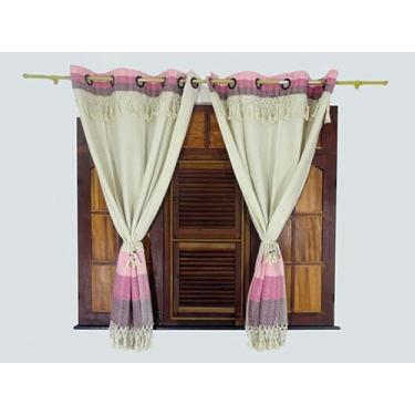 Imagem de Cortina Para Janela Tecido 100% Em Algodão 2 Folhas 1,80x2,60 COR VINHO