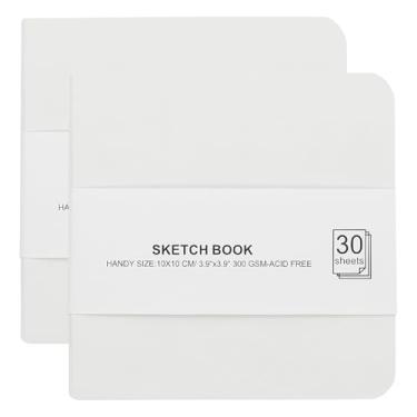 Imagem de PATIKIL Caderno de desenho de papel aquarela 4x4, 2 peças, 30 folhas, 300 g/m2/92 kg, caderno de aquarela sem ácido, blocos de papel para pintura, branco