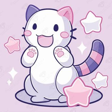 Imagem de DIAMOND ART CLUB Kit de pintura de diamante de gato Candi, artesanato DIY divertido para adultos, tela de arte de diamante redondo para iniciantes, 22,8 cm x 22,8 cm (9" x 9" (22,8 cm x 22,8 cm)