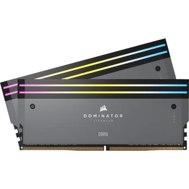 Imagem de CORSAIR Dominator Titanium RGB DDR5 RAM 96GB (2x48GB) 6000MHz CL30-36-36-76 1,40V AMD Expo Intel XMP 3.0 Memória de computador desktop – Cinza (CMP96GX5M2B6000Z30)