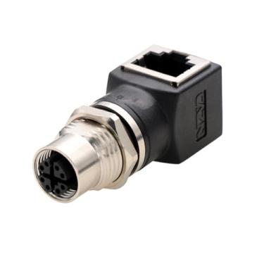 Imagem de HangTon Adaptador de rede M12 para RJ45, 8 pinos X-Code fêmea para switch Ethernet sensor de automação de controle de máquina industrial, CAT5e CAT6 velocidade de 1 Gbps, à prova d'água