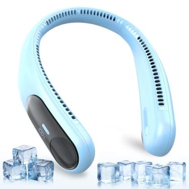 Imagem de Namecute Ventilador de pescoço portátil, ventilador de resfriamento pessoal mãos livres de 360°, ventilador silencioso sem lâmina, bateria recarregável de 6000 mAh, visor de energia LED, 4 velocidades