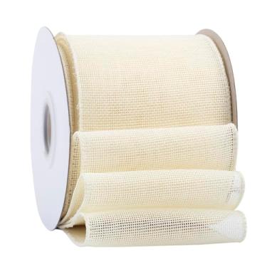 Imagem de Ribbonitlux Fita De Juta Com Arame Marfim, 10 Cm X 20 Jardas, Borda Para Embrulho Presente, Laço Grande, Guirlanda E Decoração Árvore Natal
