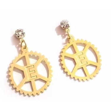 Imagem de Brinco Engenharia Mecânica Folheado A Ouro 18k - Milena Folheados