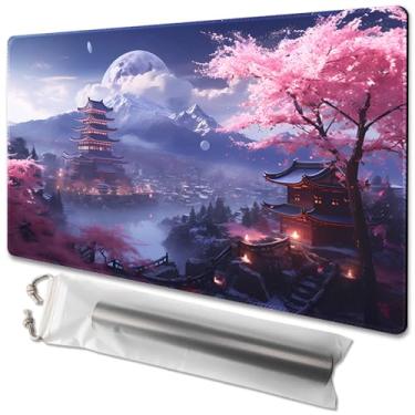 Imagem de TCGMAT MTG Playmat - Non-Slip Backing Printing, Ideal for Card Game Enthusiasts TCG Playmat (Cherry Blossom rain-No Deck)