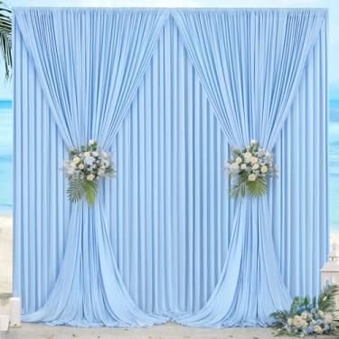 Imagem de Cortinas de pano de fundo azul bebê de 6 m x 3 m, painéis para festas de chá de bebê, sem rugas, pano de fundo para festa de aniversário, revela gênero, fotografia, sessão de fotos, cortina de fundo
