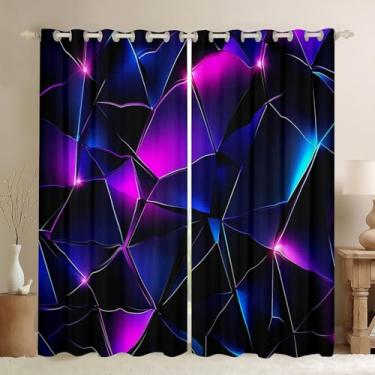 Imagem de jejeloiu Cortina Honeycomb para meninos (2 painéis, 106 x 213 cm, cortinas de janela roxas ombré para meninas adolescentes, abstrata geométrica 30%-50% blackout persiana macia leve microfibra