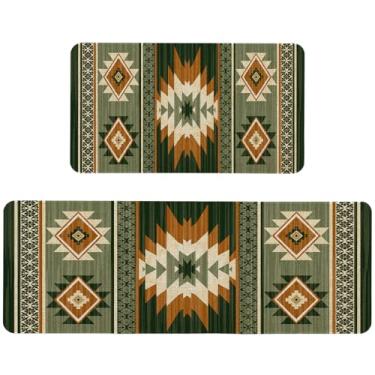 Imagem de Kuyuayee Conjunto de 2 tapetes de cozinha faroeste da fazenda antiderrapantes tapetes de cozinha rústicos para decoração de casa tapete lavável de perfil baixo 43 x 129 cm e 43 x 73 cm