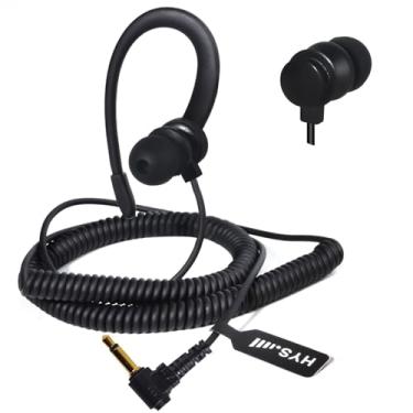 Imagem de HYS Fone de ouvido de 1 pino de 3,5 mm, recebe apenas fone de ouvido compatível com Motorola Hytera Kenwood Vertex Yaesu Walkie Talkie Microfone (PRETO 3.5C-1)