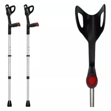 Imagem de Par (2 unidades) Bengala Muleta Auxiliar Ortopédica 10 Níveis Regulagem Capacidade 120kg(Preto)