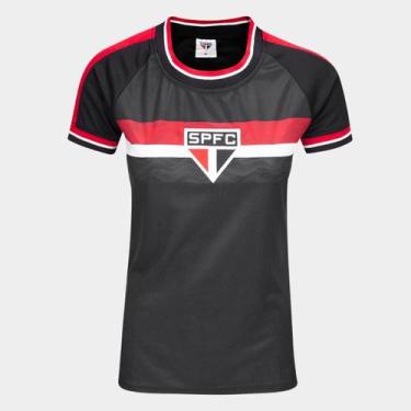 Imagem de Camiseta São Paulo Tri Feminina - SPR, Preto, Vermelho, G