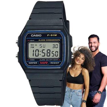 Imagem de Relógio de Pulso Casio Unissex Digital Vintage Feminino Masculino Quadrado Retro F-91W-1DG