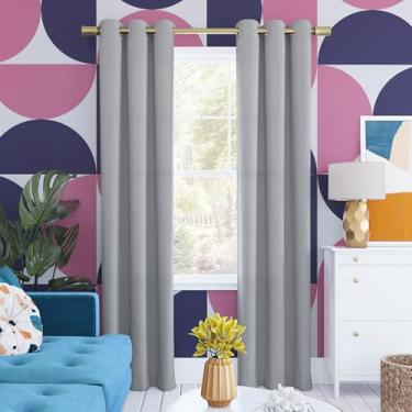 Imagem de Sun Zero Cortina Halton Bright Vibes 100% blackout com ilhós, 101,6 x 243,8 cm, cinza prateado