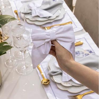 Imagem de Plumasul Porta Guardanapo Bella Mesa Laço 100% Algodão Cetim 300 fios - Cor Branco