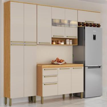 Imagem de Cozinha Completa Nápoli Prime 4 Peças 11 Portas 2 Gavetas Aéreo Armário Paneleiro Balcão Com Tampo 100% Mdf