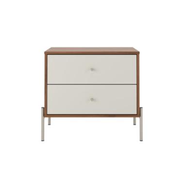 Imagem de Mesa de Cabeceira 2 Gavetas Jasper 63 cm Quarto Escritório (Canella com Off White)