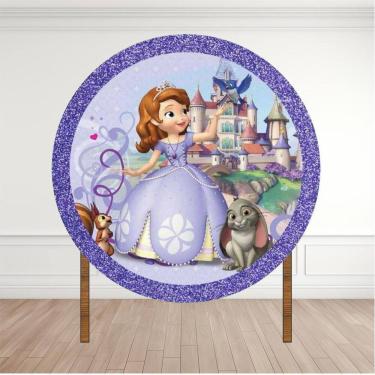 Imagem de Painel Redondo Lona Fosca 1,20M- Tema Princesa Sofia