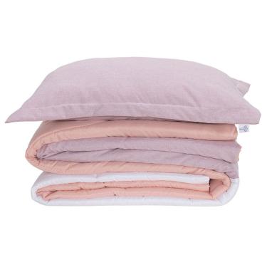 Imagem de Kit Edredom Solteiro Colorful Dupla Face Linho E Hipercal 400 Fios 5 Peças - Rosa