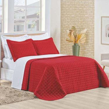 Imagem de Kit Cobre Leito Colcha Eden Casal 3 Peças Percal 150 Fios 100% Algodão - Vermelho