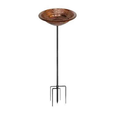 Imagem de MotiveTech Comedouro para pássaros, tigela decorativa de ferro com suporte para banheira de pássaros de jardim, alimentador de pássaros para casa, pátio externo,