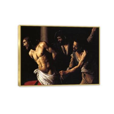 Imagem de Flagelação de Cristo por Caravagio Impressão em tela arte de parede famosa reprodução de pintura barroca impressão de pintura perfeita para decoração de casa ou escritório 50 x 40 cm (20 x 16