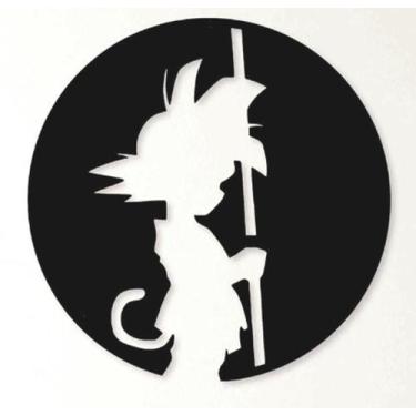 Imagem de Aplique Decorativo Goku Dragon Ball em Mdf Preto 29x29cm c/Dupla Face 