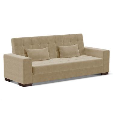 Imagem de Sofá Cama 2 Lugares Para Sala De Estar Lisboa Suede Marrom Rato - D'rossi