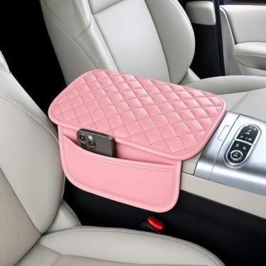 Imagem de Capa de console central de carro atualizada, almofada de couro de microfibra para apoio de braço de carro com 2 sacos de armazenamento, caixa de armazenamento universal para carro acessórios