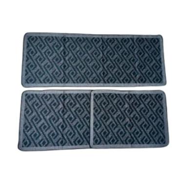 Imagem de Jogo de passadeira de cozinha tapete em jacquard antiderrapante 3 peças decoração impecável(Fundo Preto Geométrico)