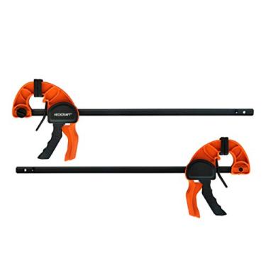 Imagem de Grampos de barra catraca de liberação rápida para marcenaria (conjunto de 2 peças de 61 cm) - Braçadeira ajustável leve com uma mão para marcenaria e fabricação e montagem de móveis