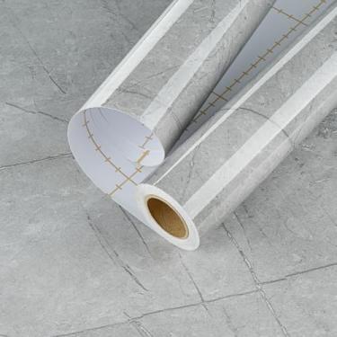 Imagem de Papel de parede de mármore cinza claro para contato descascar e colar papel de parede de granito espesso para armários gavetas papel de parede de vinil branco autoadesivo para banheiro cozinha