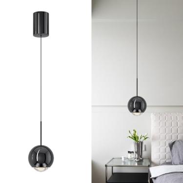Imagem de ziidoo Modern Black Pendant Light Globe Chandelier, Luminária Suspensa Galvanizada Ajustável Arbitrariamente Para Cozinha, Ilha, Quarto, De Teto Led, Pequena Redonda Sala Jantar, Cabeceira