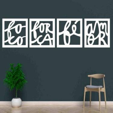 Imagem de Quadro Decorativo Foco, Força e Fé 3mm Vazado - Mdf - Decoarts, Branco