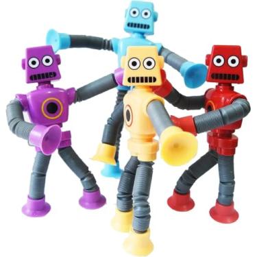 Imagem de 2 Robo Pop Tube Flexível com LED – Kit 2 Fidget Toy Sensorial, Brinquedo Anti‑estresse com Ventosas, 18–40 cm – Cores Sortidas - TYDA
