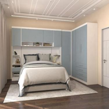 Imagem de Quarto Modulado Casal de Canto 5 Peças 9 Portas 4 Gavetas Alpes Lucian