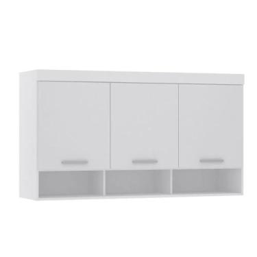 Imagem de Guarda-roupa Modulado 145cm Aéreo 3 Portas Alpes Luciane, Branco/Branc