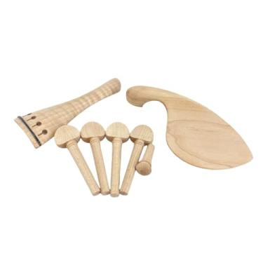 Imagem de Esquirla Conjunto de 7 peças para violino de bordo 4/4, acessórios para violino, peça de reposição, 4 pinos, apoio de queixo para iniciantes