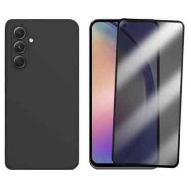 Imagem de Capa Aveludada e Película de Privacidade 3D para Samsung Galaxy A54, Capinha Preta Premium e Película Anti-Espião