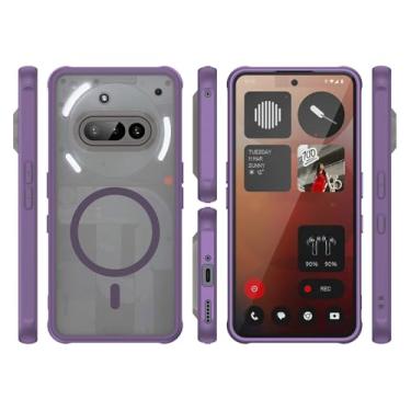 Imagem de Elubugod Capa compatível com Nothing Phone (3A), compatível com MagSafe, anti-queda, compatível com Nothing Phone 3a A509 capa protetora de absorção de choque roxa