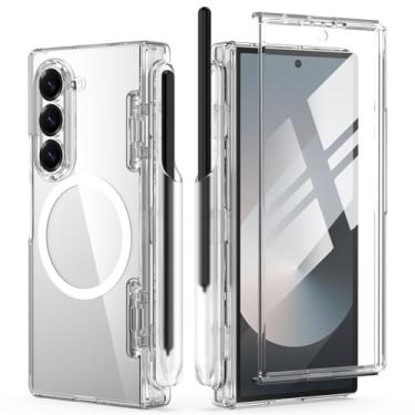 Imagem de DAKORIE Capa para Samsung Z Fold 6 MagSafe transparente com proteção de dobradiça Suporte de caneta S embutido e protetor de tela de vidro HD à prova de choque para Galaxy Z Fold 6 2024
