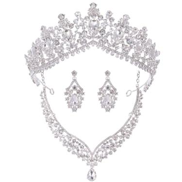 Imagem de Kamirola Tiaras e coroas para mulheres, colar de brincos de tiaras, conjunto de joias de cristal para noivas, festa à fantasia, dia das bruxas, baile de finalistas, joias femininas (TR22), Medium