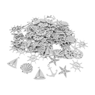 Imagem de KiBcsLic 50 Pequenos Recortes de Madeira Náutica, Enfeites de Madeira para Centros de Mesa, Artigos para Festas, Decoração, Artesanato Temático, Branco