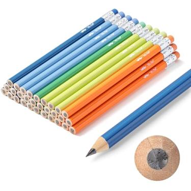 Imagem de Mr. Pen - Lápis jumbo, lápis 30, lápis pré-escolares, lápis grande, barris coloridos e núcleos pretos de grafite 2 HB, grafite liso, topo de borracha sem látex com virola de metal