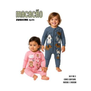 Imagem de Macacão Longo Bebê Protetor Ziper Menino Menina 100 Algodão Roupa Bebe